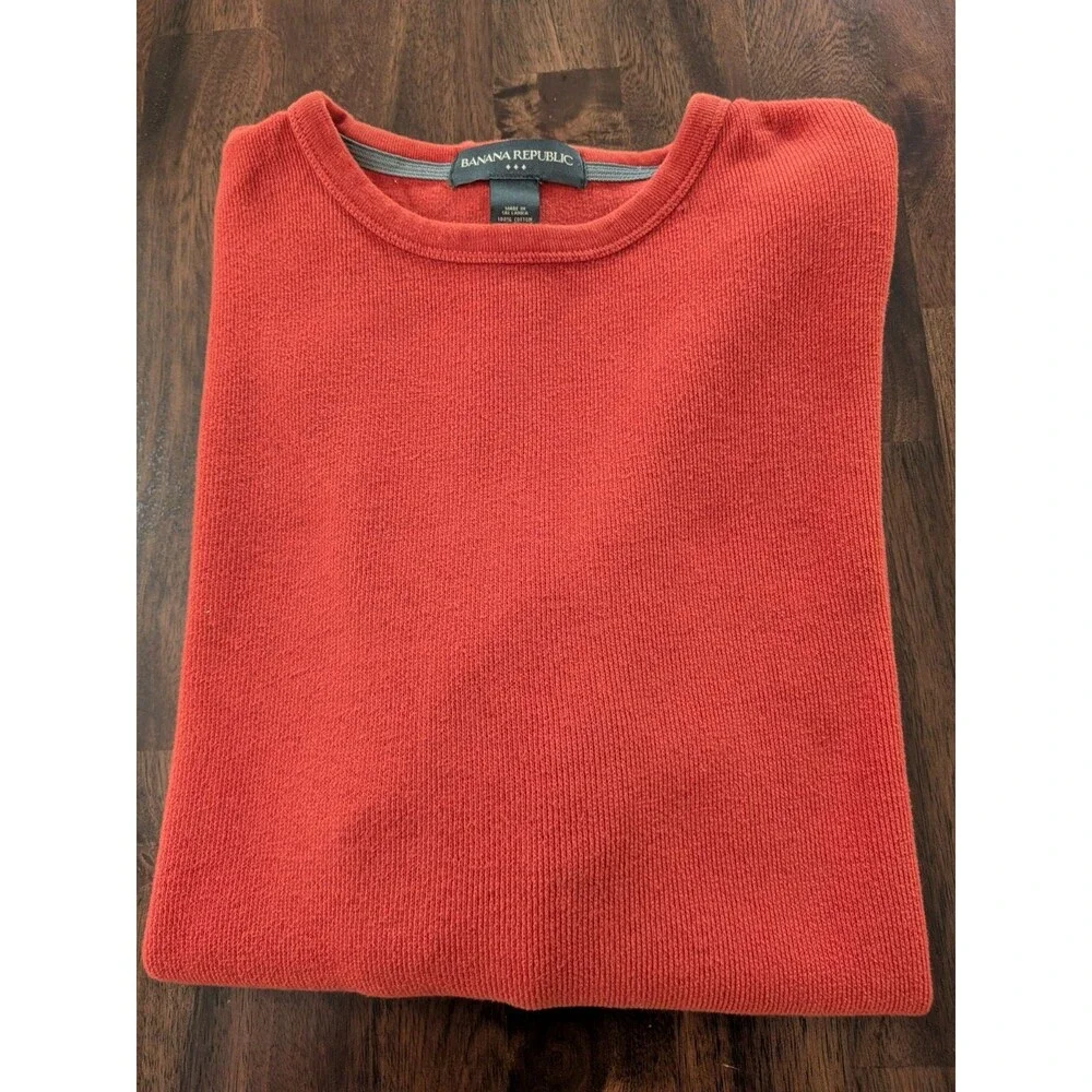 Banana Republic Men’s XL 100% Cotton Crewneck Sweater Burnt Orange Pullover